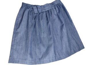 Odette Womens Chambray Skirt Made in Italy Size XS Bow at Waist 100% Cotton